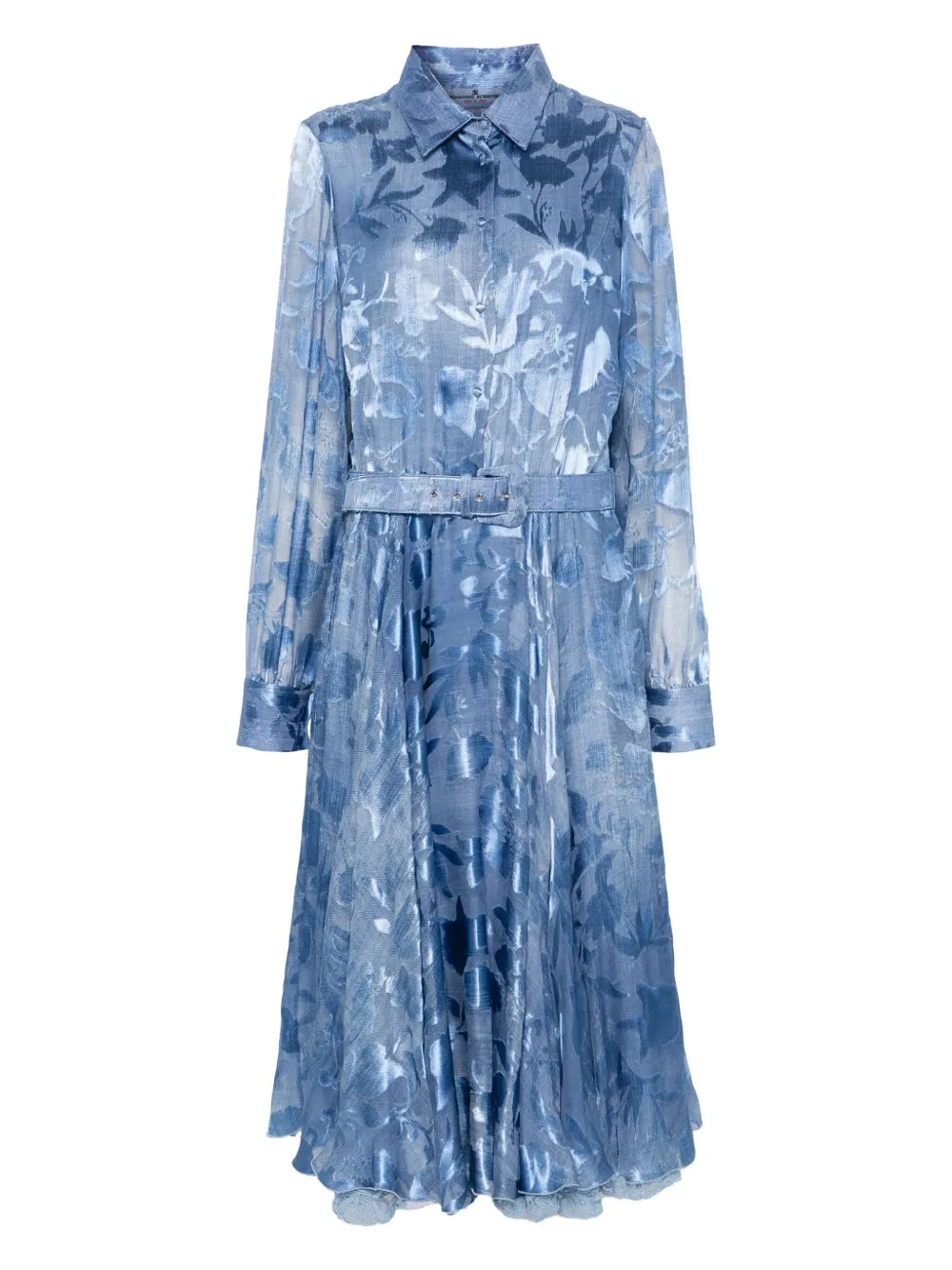 Floral-Jacquard Midi Dress