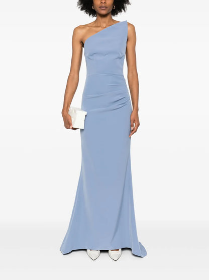 Asymmetric-Neck Maxi Dress