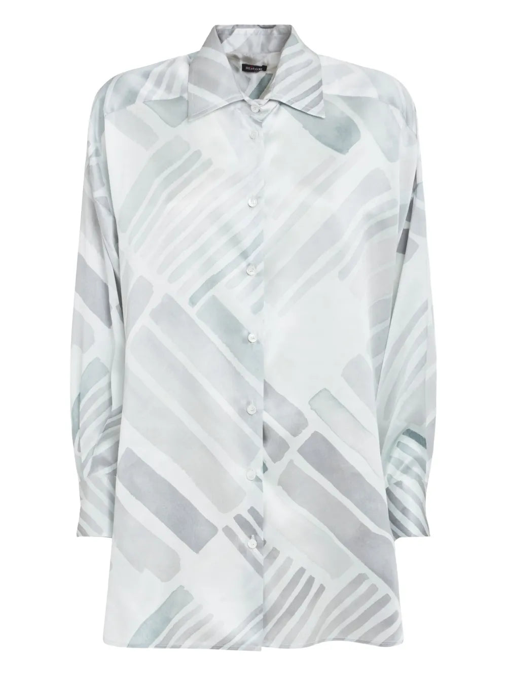 Ethnic Brush-Pattern Silk Shirt