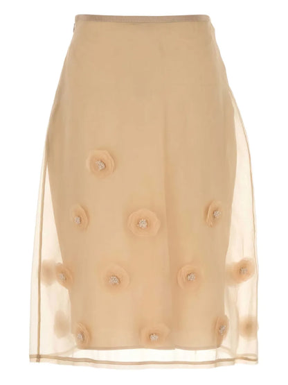 Ombrosa Floral-Embellished Midi Skirt