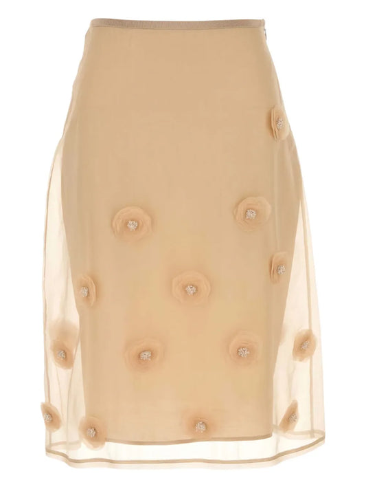 Ombrosa Floral-Embellished Midi Skirt