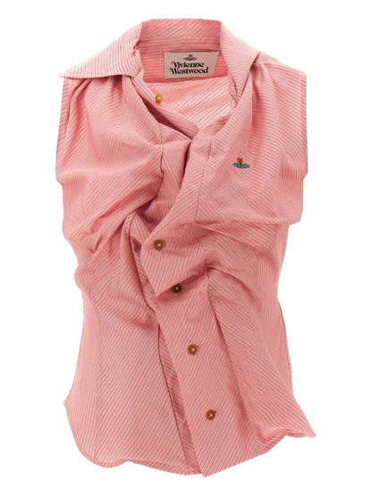 Drunken Draped-Detail Sleeveless Blouse