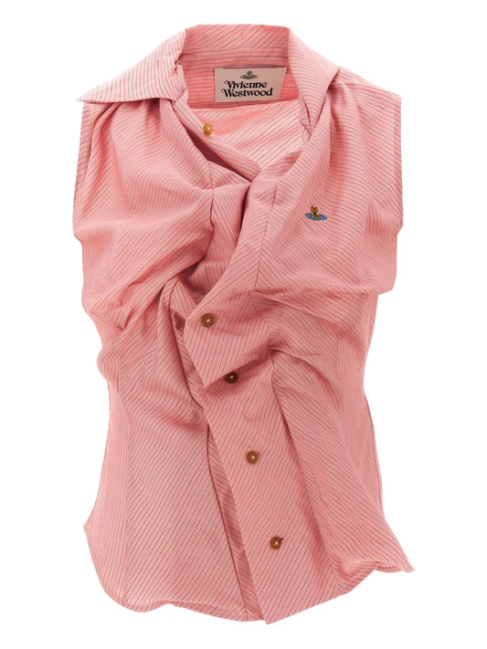 Drunken Draped-Detail Sleeveless Blouse
