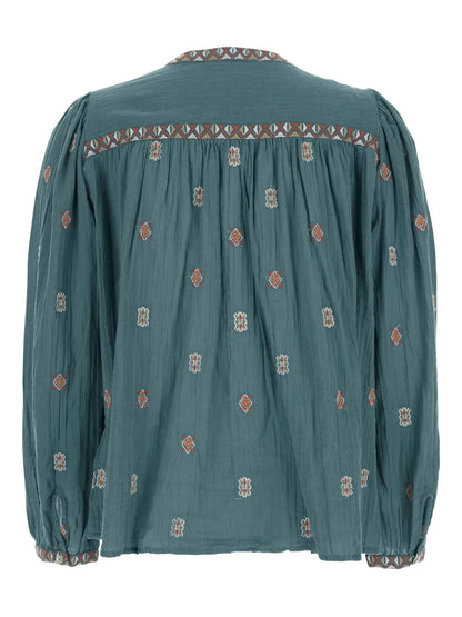 Daphne Embroidered Button-Up Blouse