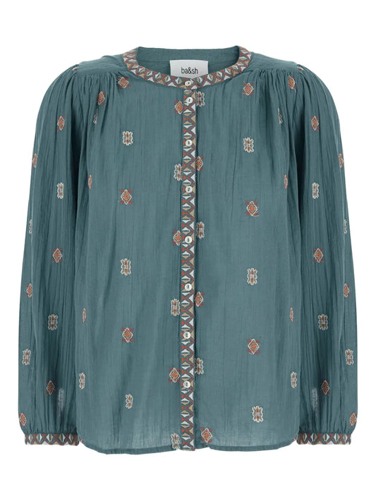 Daphne Embroidered Button-Up Blouse