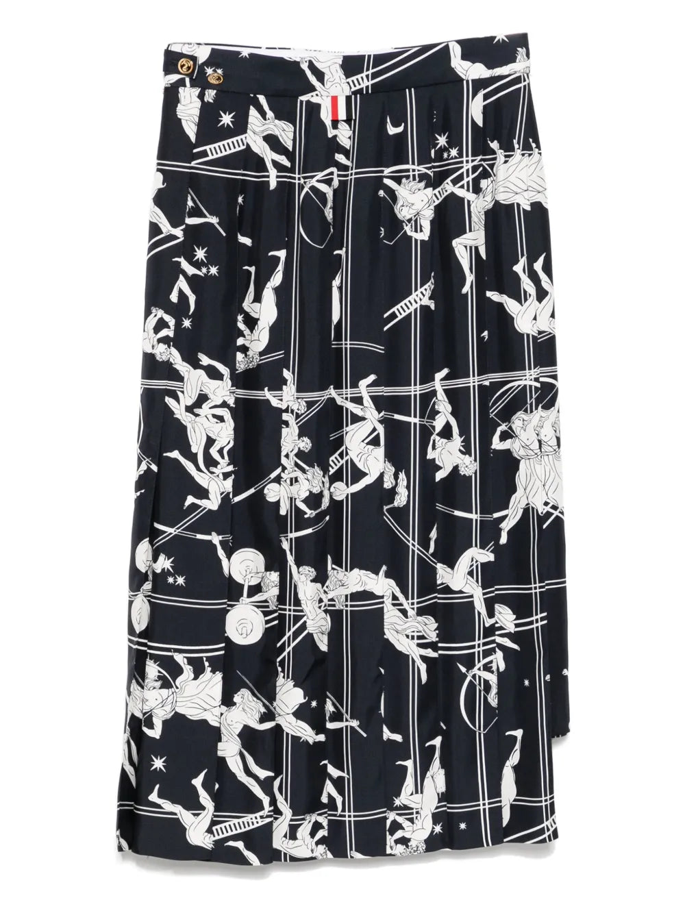 Below-Knee Dropped-Back Pleated Skirt
