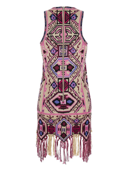 Embroidered Fringed Dress