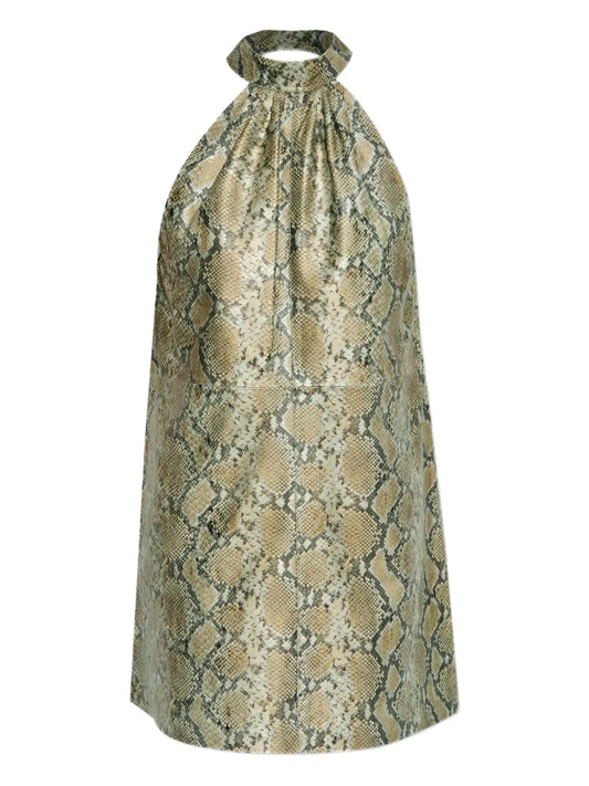 Feliza Snakeskin Halterneck Dress