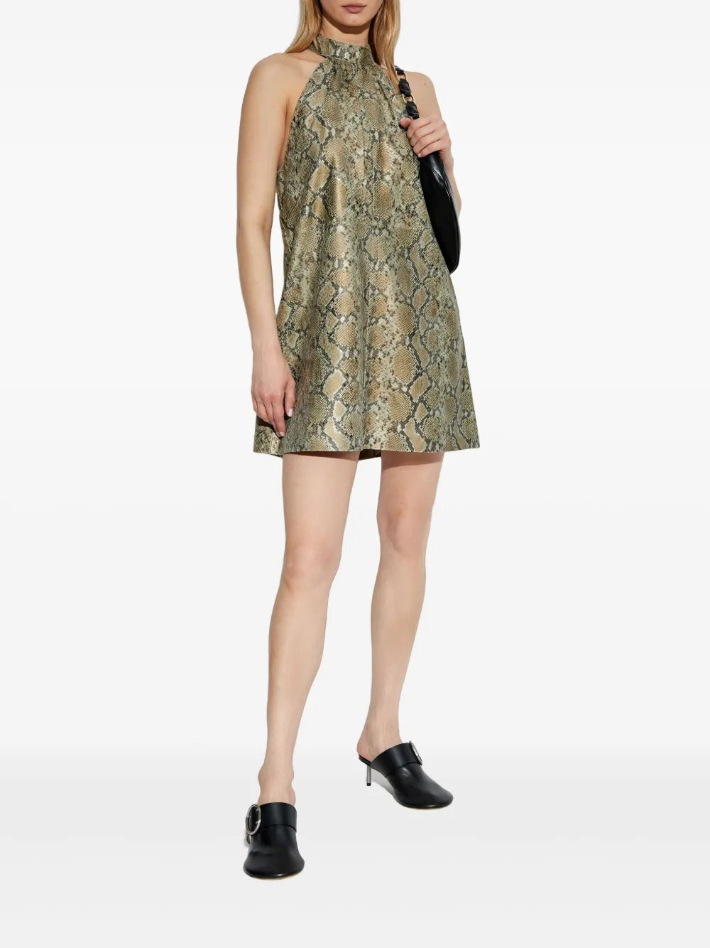 Feliza Snakeskin Halterneck Dress
