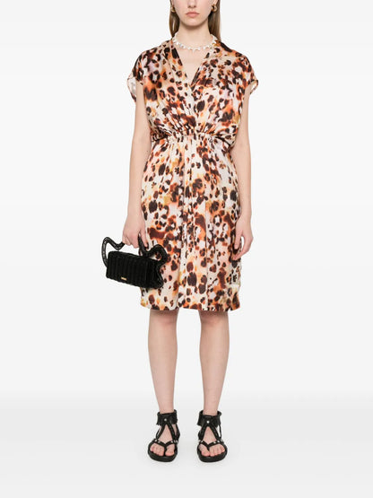 Animal-Print Satin Mini Dress