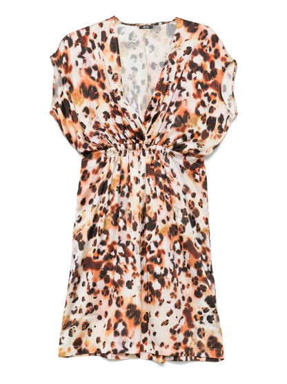 Animal-Print Satin Mini Dress
