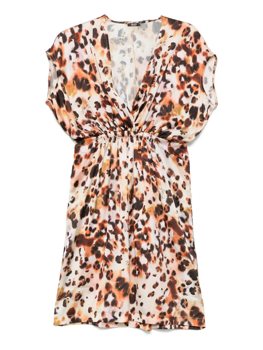 Animal-Print Satin Mini Dress