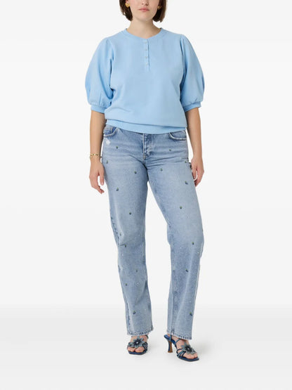 Button-Fastening Sweatshirt