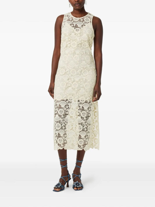 Lace-Detailing Midi Dress