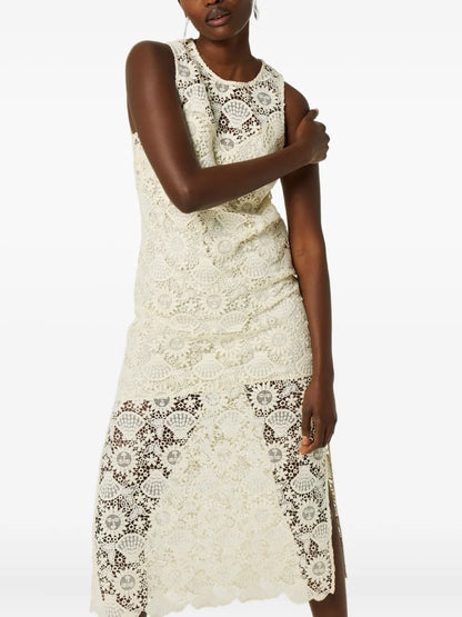 Lace-Detailing Midi Dress