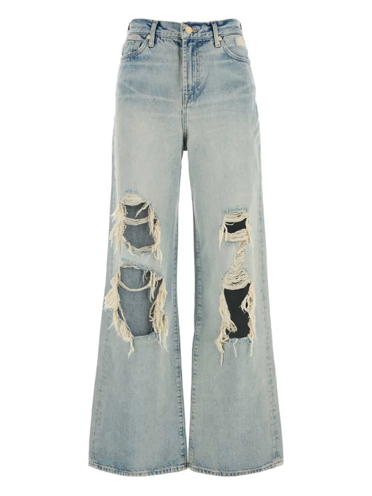 Distressed Wide-Leg Jeans