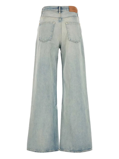 Distressed Wide-Leg Jeans