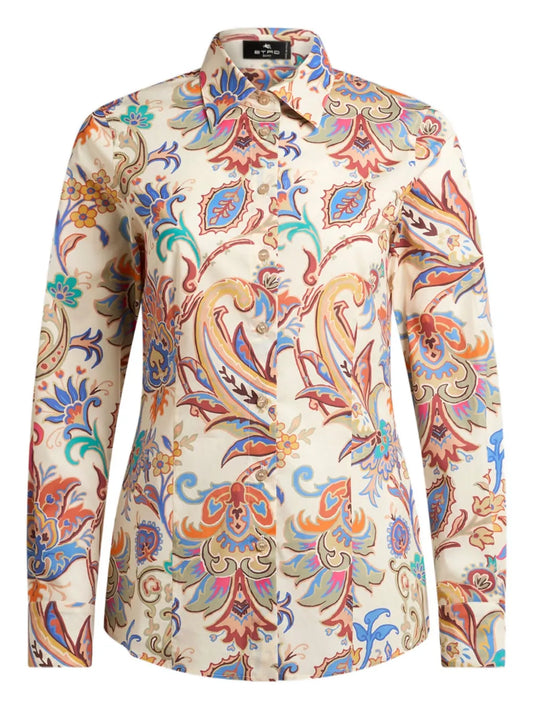 Floral-Print Poplin Shirt