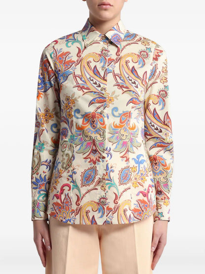 Floral-Print Poplin Shirt