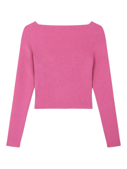 Safety Pin Ribbed-Knit Cardigan