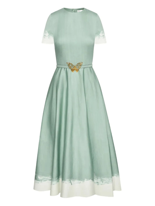 Butterfly-Belt Midi Dress