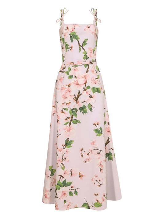 Cherry Blossom-Print Poplin Dress