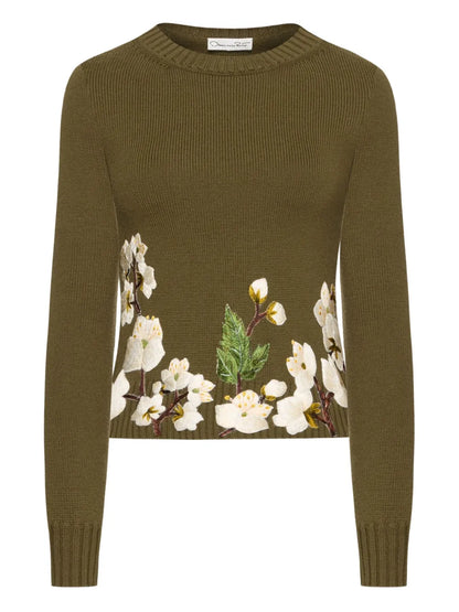 Floral-Embroidered Sweater