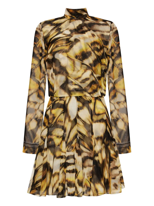 Butterfly-Print Silk Dress