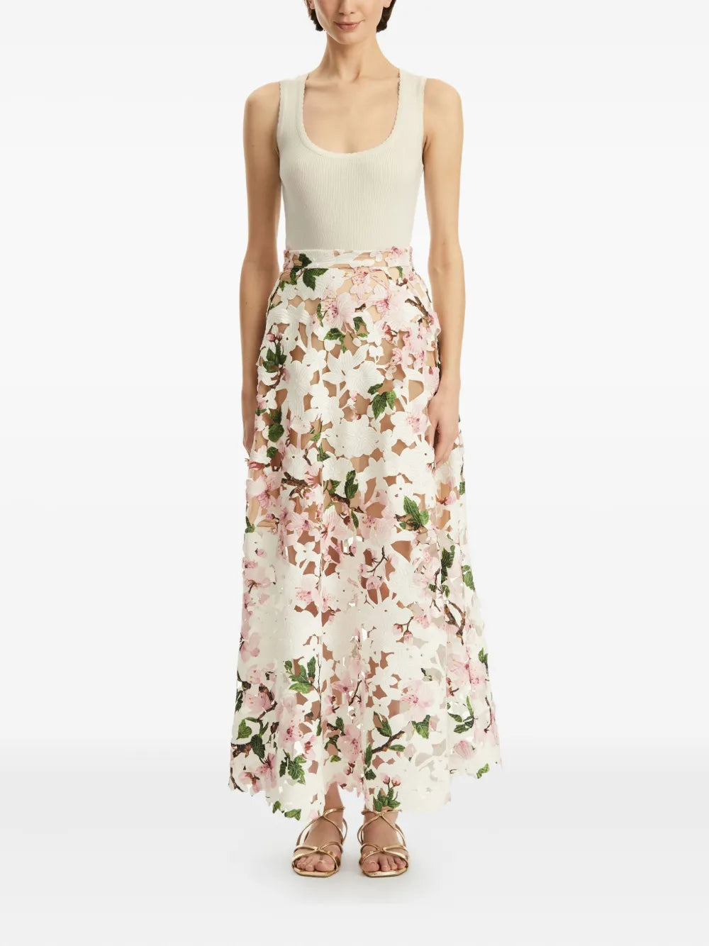 Cherry Blossom-Print Skirt