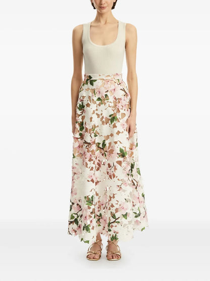 Cherry Blossom-Print Skirt