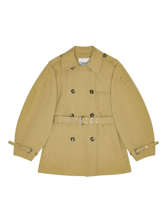 Balloon-Sleeve Trench Coat