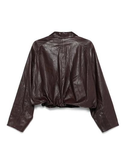 Leather Raglan-Sleeve Blazer