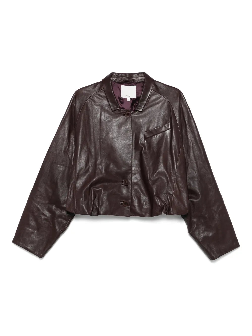Leather Raglan-Sleeve Blazer