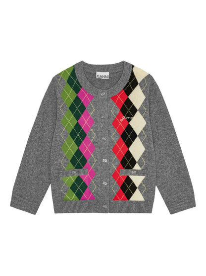 Argyle-Pattern Cardigan