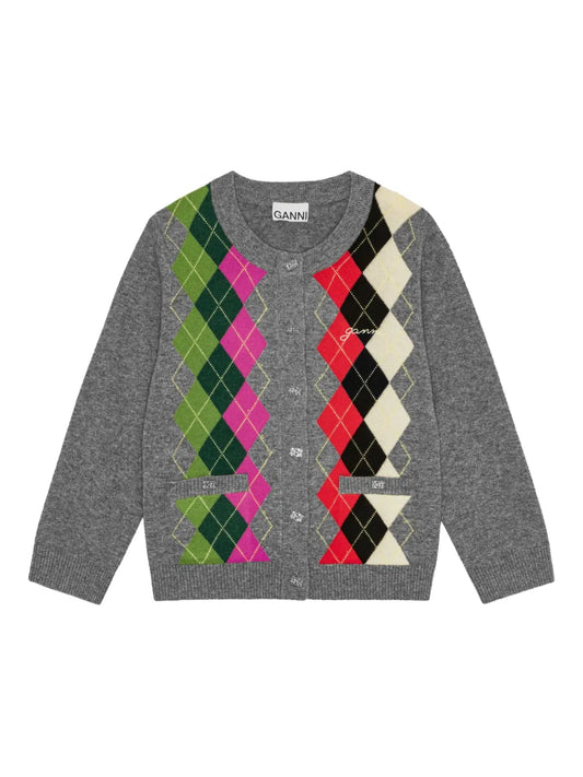 Argyle-Pattern Cardigan