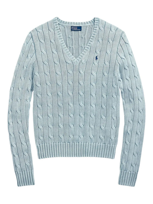 Cable-Knit V-Neck Sweater