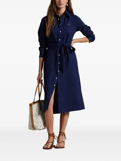Button-Down Belted Shirtdress