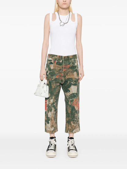 Floral-Print Jeans