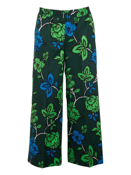 Floral-Print Cotton Trousers