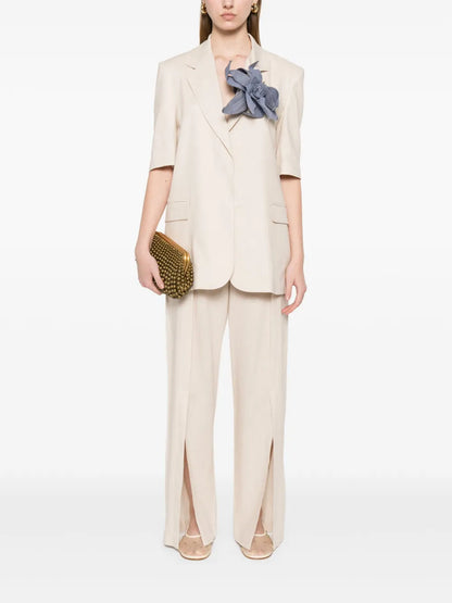 Floral-Brooch Blazer