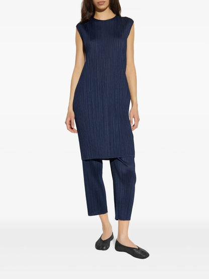 Plissé-Effect Midi Dress