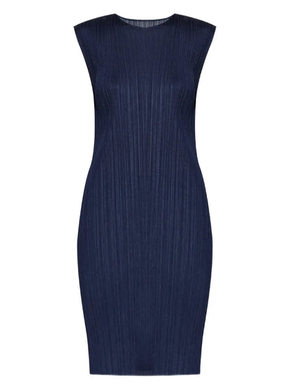 Plissé-Effect Midi Dress