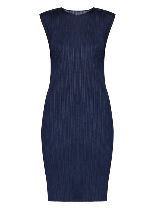 Plissé-Effect Midi Dress