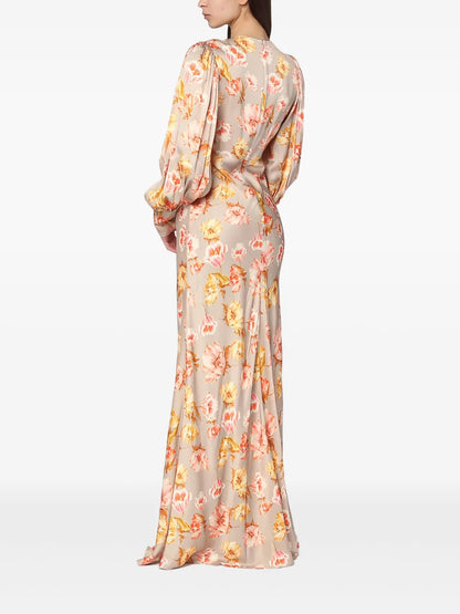 Floral-Print Evening Dress