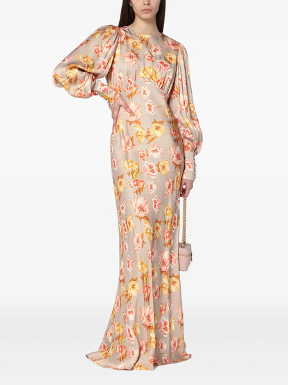 Floral-Print Evening Dress