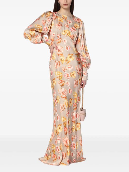Floral-Print Evening Dress