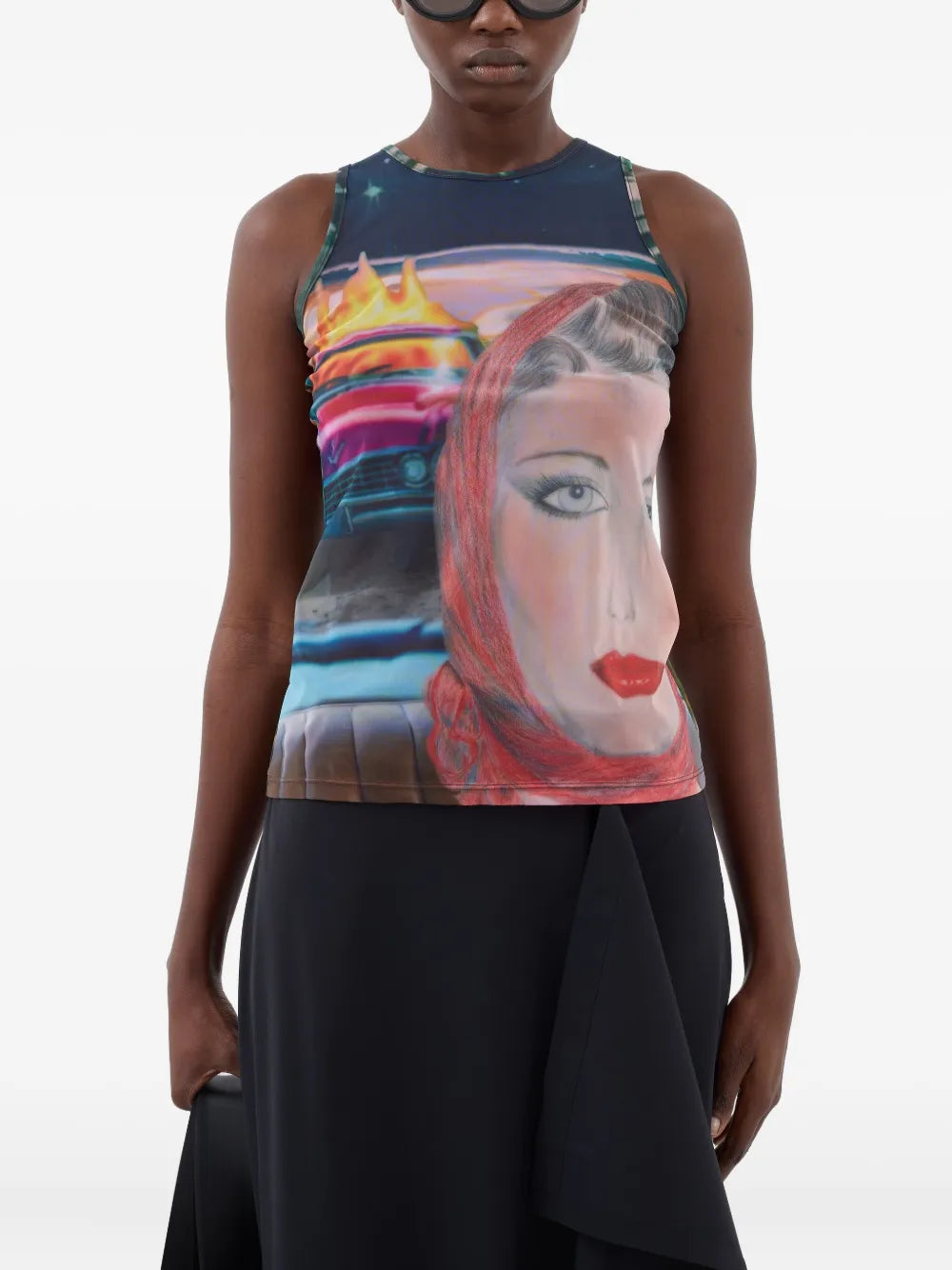 Annemarie-Print Sheer Top