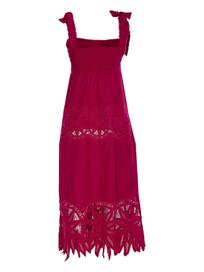 Lace-Detailing Midi Dress