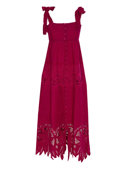 Lace-Detailing Midi Dress