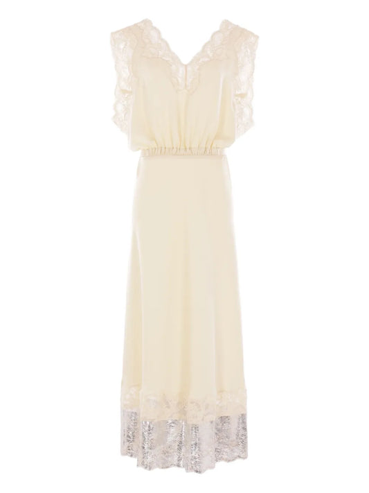 Lace-Trimmed Midi Dress